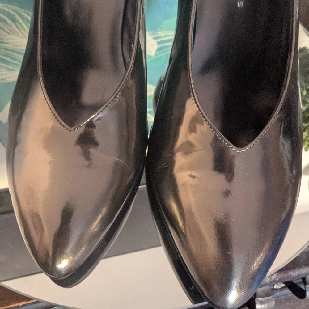 Marc By Marc Jacobs Shiny Pewter Black Heels New No‎ Box